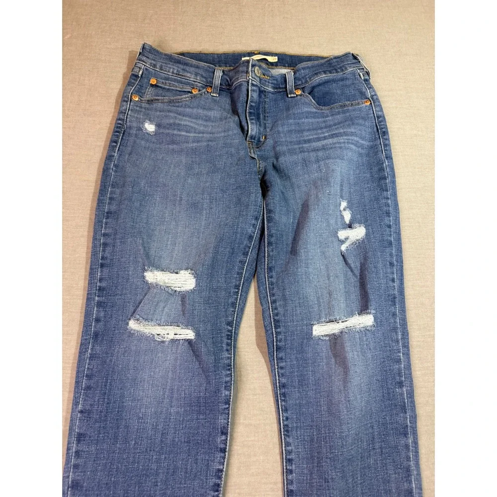 Levi's Boyfriend Jeans Womens 29‎ Blue Good Distressed Ripped Denim 19887-0266